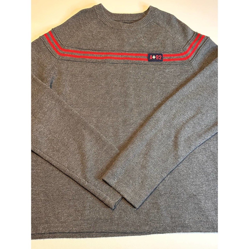 Abercrombie & Fitch Mens Sweater A92 Gray and Red Cotton blend-L